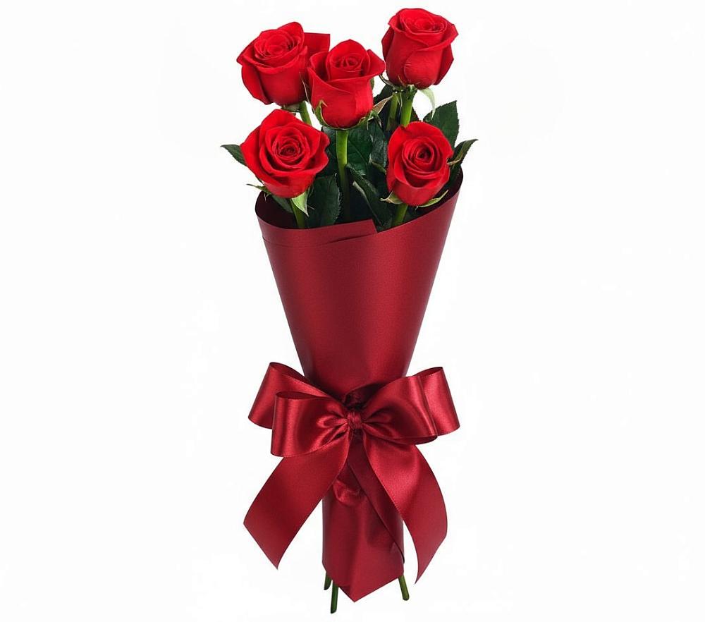 Букет 5 Красных роз Эдлесс Лав в Строкино