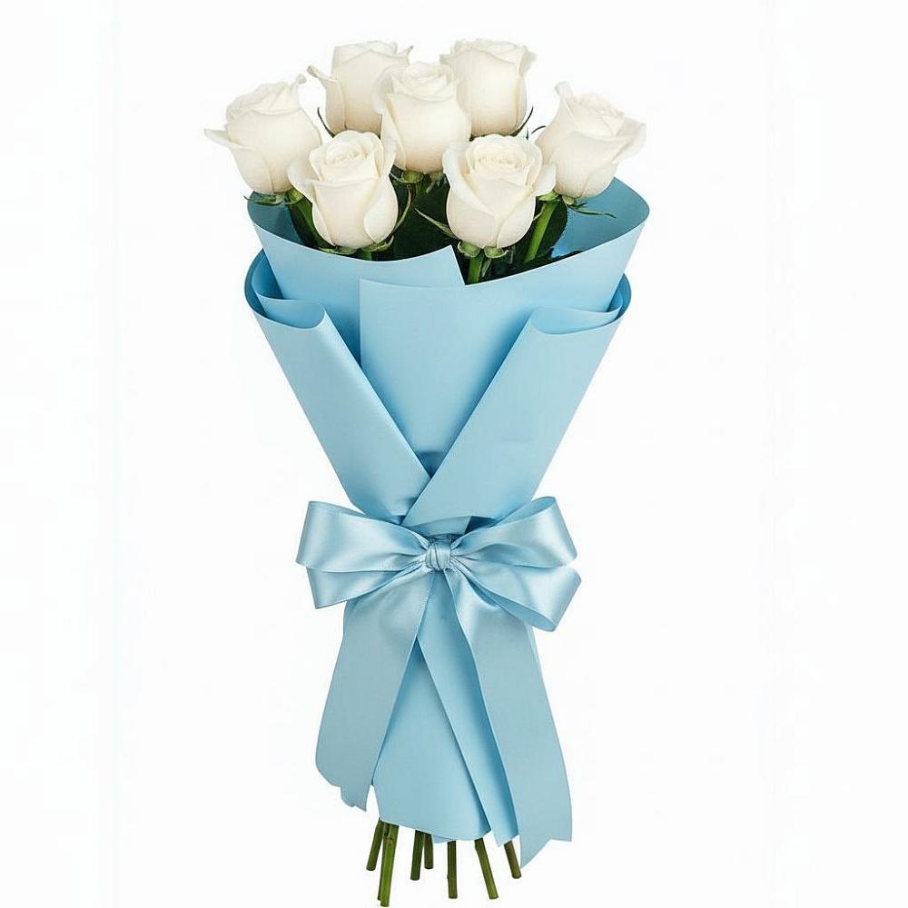 Букет 7 белых роз Проуд в Строкино
