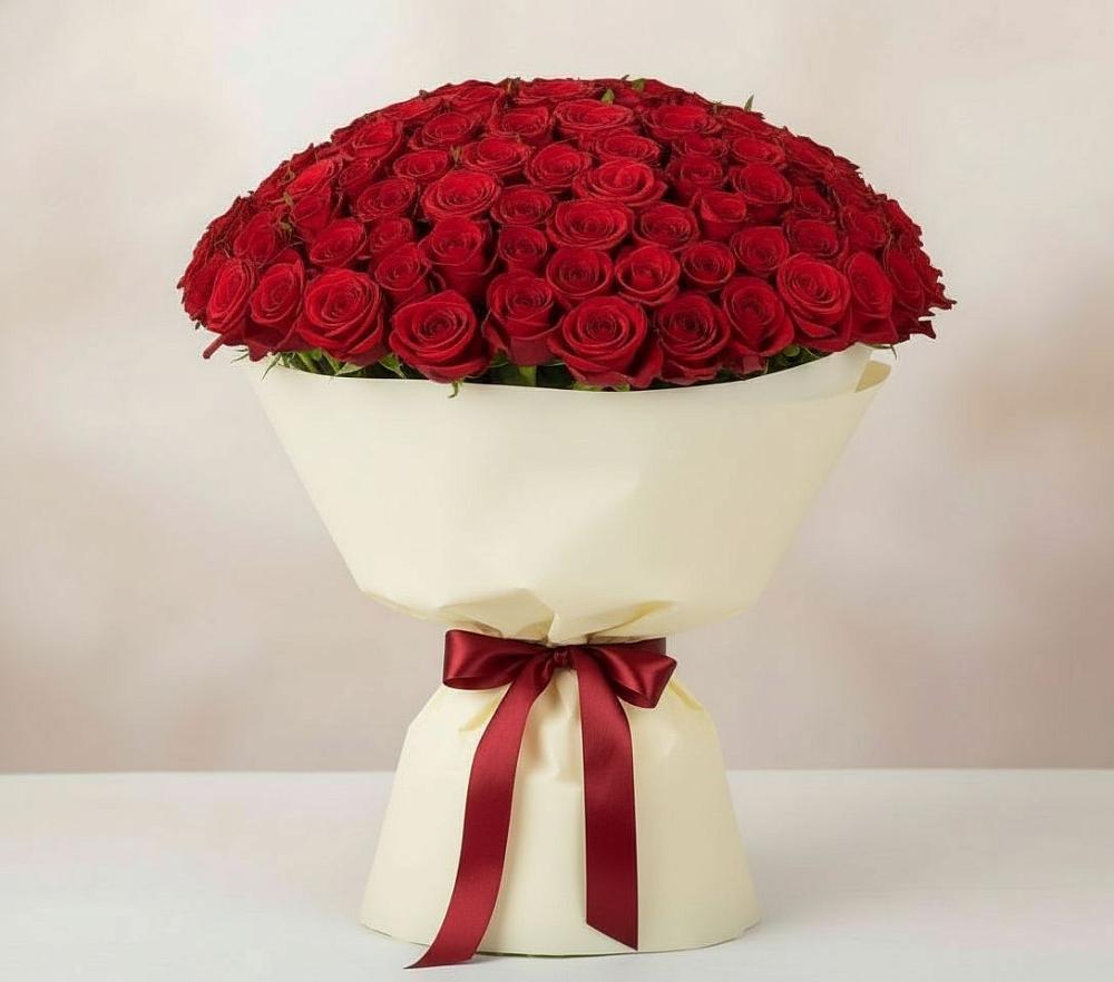 Букет 101 Красная роза Милано в Строкино