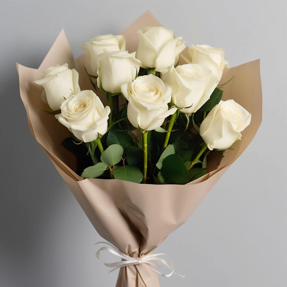 Букет 9 Белых роз Эдлесс Лав в Строкино