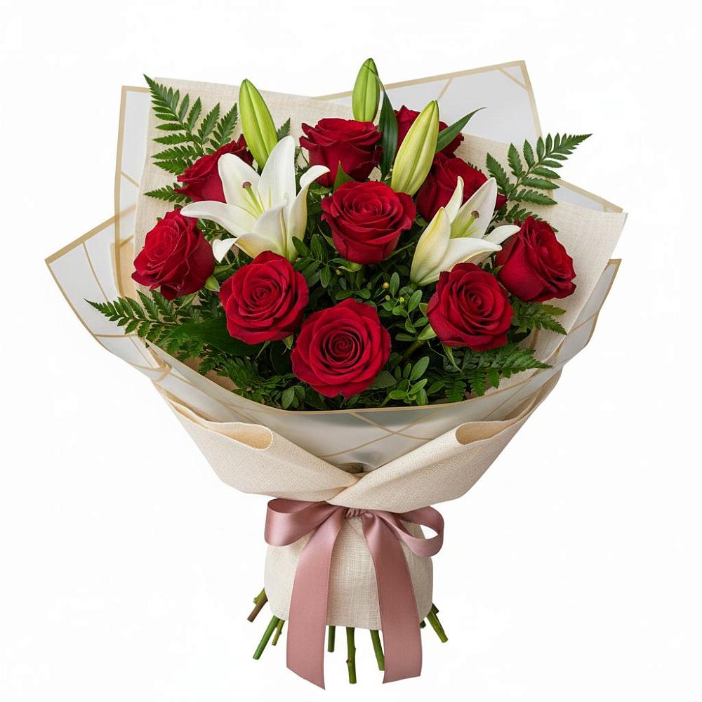 Букет цветов из: Лилии и Розы в Строкино