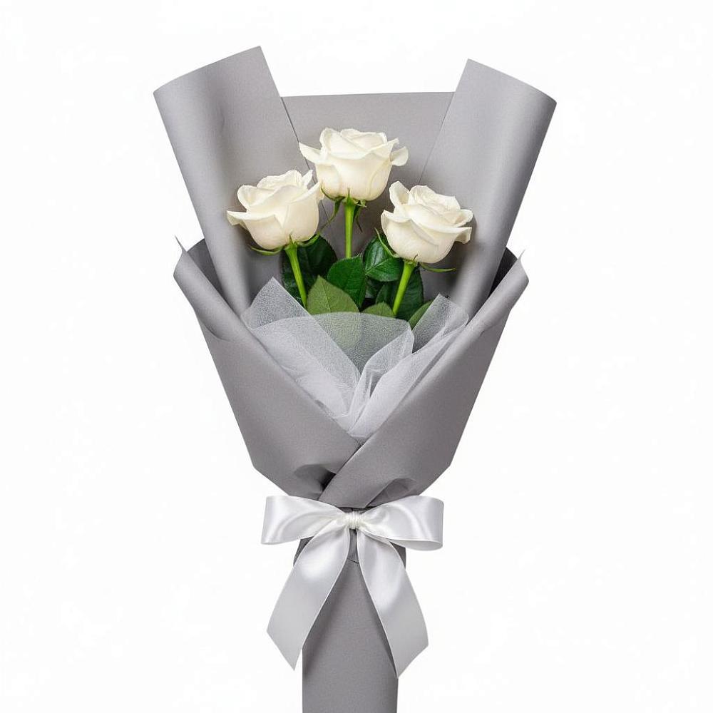 Букет 3 белые розы в Строкино