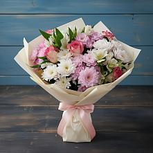 Букет цветов из:  Хризантемы, Альстромерии и Розы в Строкино