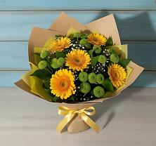 Букет цветов из:  Герберы и Хризантемы в Строкино