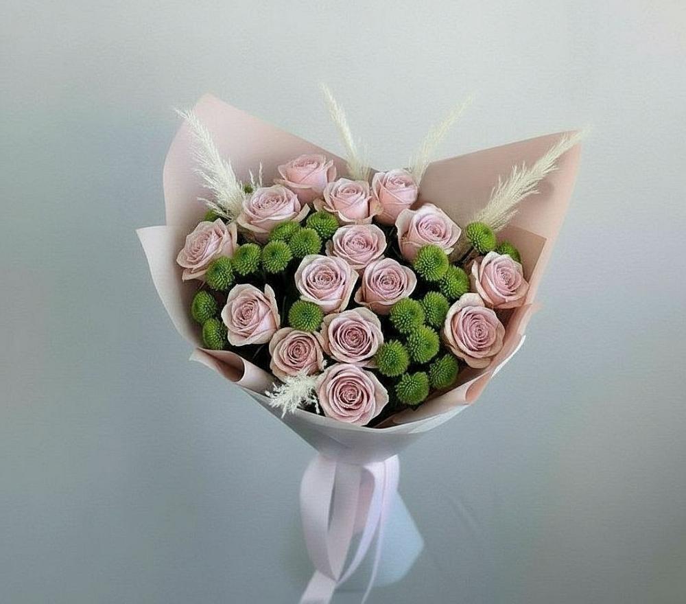 Букет цветов из: Розы и Хризантемы в Строкино