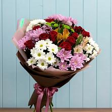 Букет цветов из:  Розы, Хризантемы и Альстромерии в Строкино