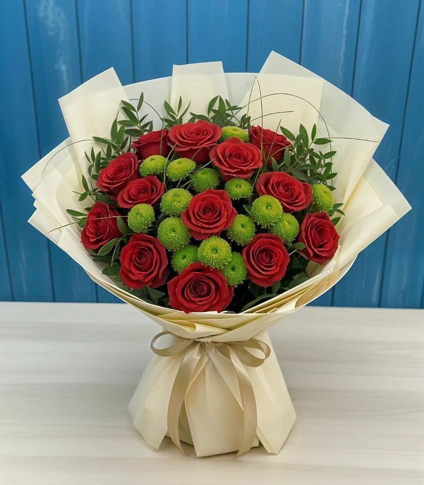 Букет цветов из: Розы и Хризантемы в Строкино